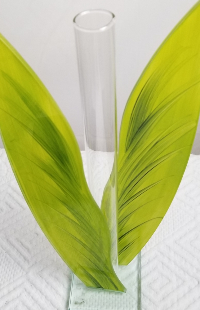 HANDPAINTED PALM FROND BUD VASE